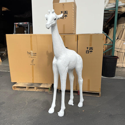 White Baby Giraffe Life Size Statue