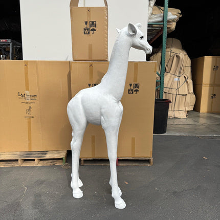 White Baby Giraffe Life Size Statue