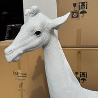 White Baby Giraffe Life Size Statue