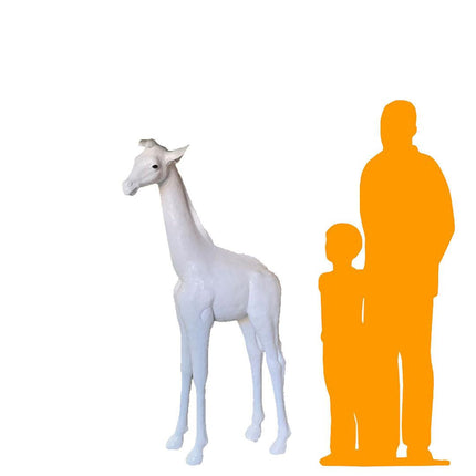 White Baby Giraffe Life Size Statue