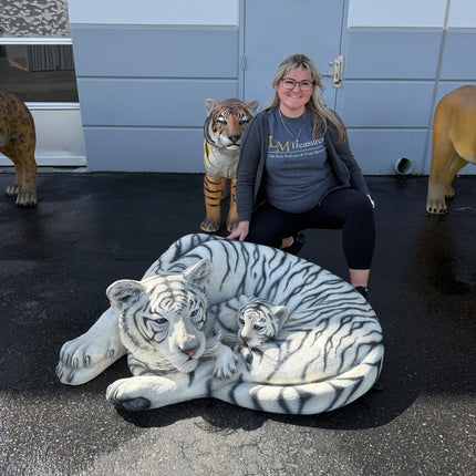 Siberian Tiger With Cub Life Size Statue
