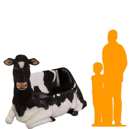 Holstein Cow Bench Life Size Statue - LM Treasures 