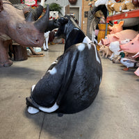 Holstein Cow Bench Life Size Statue