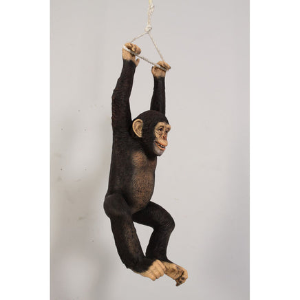 Monkey Chimpanzee Hanging On Rope Life Size Statue - LM Treasures 