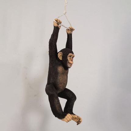 Monkey Chimpanzee Hanging On Rope Life Size Statue