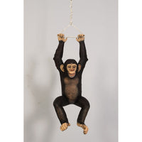 Monkey Chimpanzee Hanging On Rope Life Size Statue - LM Treasures 
