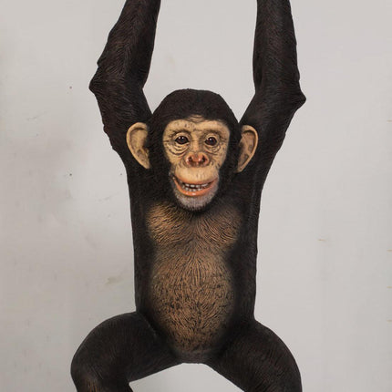 Monkey Chimpanzee Hanging On Rope Life Size Statue
