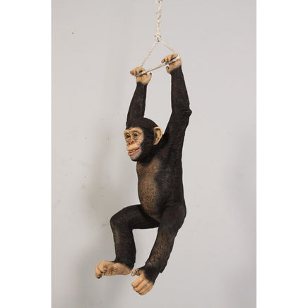 Monkey Chimpanzee Hanging On Rope Life Size Statue - LM Treasures 