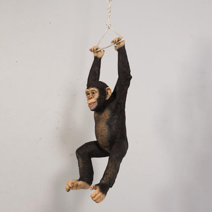Monkey Chimpanzee Hanging On Rope Life Size Statue