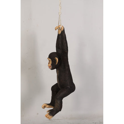 Monkey Chimpanzee Hanging On Rope Life Size Statue - LM Treasures 