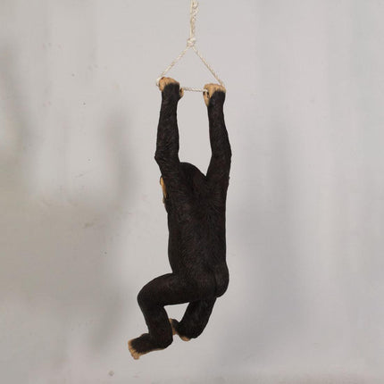 Monkey Chimpanzee Hanging On Rope Life Size Statue