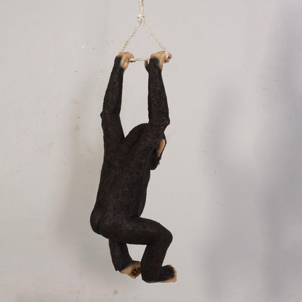 Monkey Chimpanzee Hanging On Rope Life Size Statue