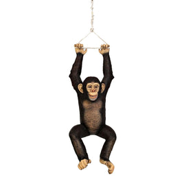 Monkey Chimpanzee Hanging On Rope Life Size Statue - LM Treasures 