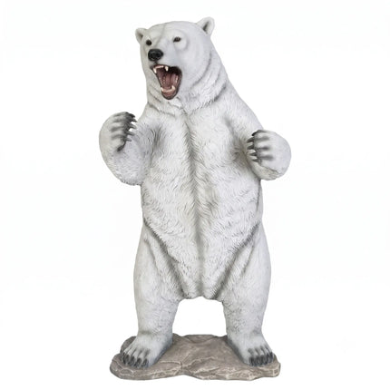 Growling Polar Bear Life Size Statue