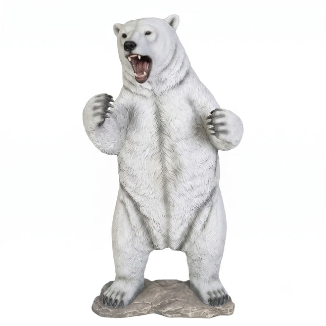Growling Polar Bear Life Size Statue