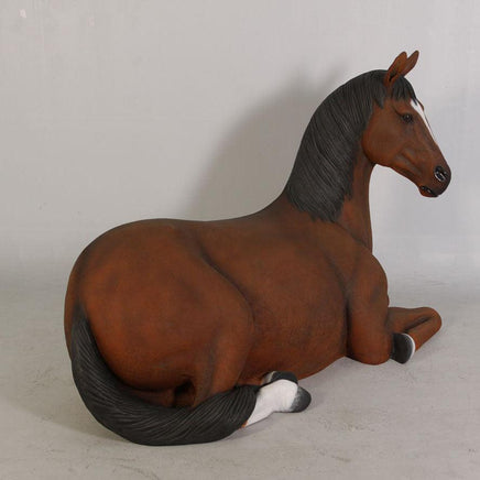 Brown Horse Resting Life Size Statue - LM Treasures 