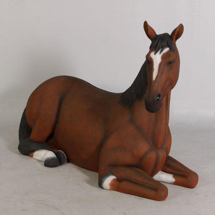 Brown Horse Resting Life Size Statue - LM Treasures 