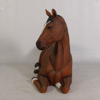 Brown Horse Resting Life Size Statue - LM Treasures 