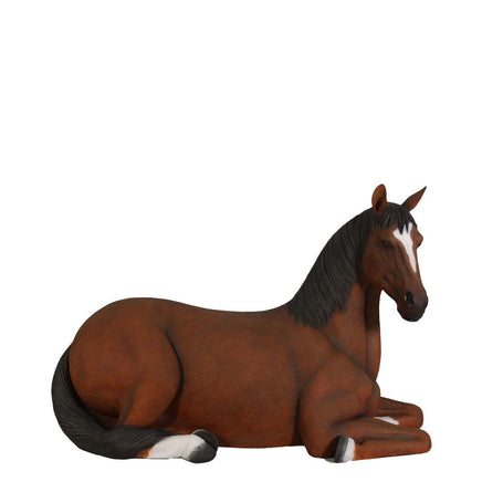 Brown Horse Resting Life Size Statue - LM Treasures 