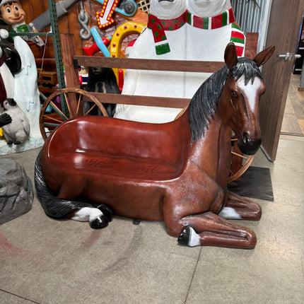 Horse Bench Life Size Statue