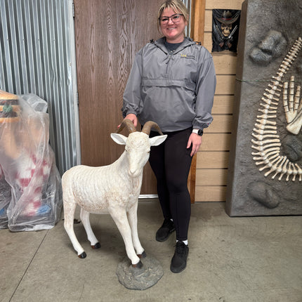 Cream Billy Goat Life Size Statue