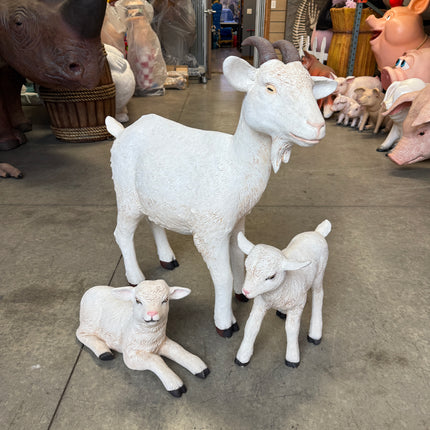 Cream Goat Life Size Statue