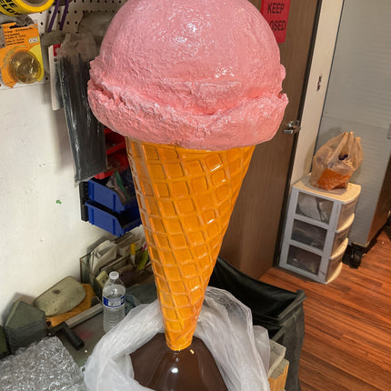One Scoop Light Pink Ice Cream Over Sized Statue