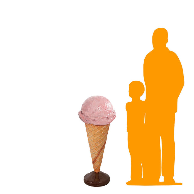 One Scoop Light Pink Ice Cream Over Sized Statue