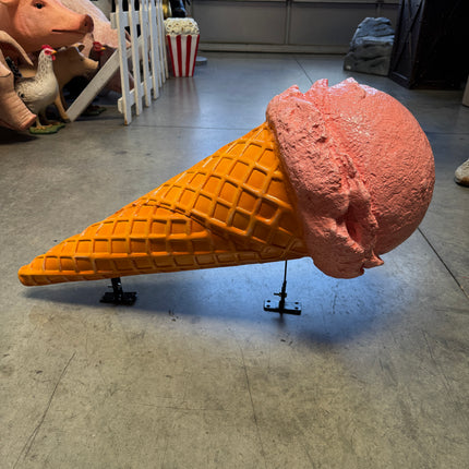 Hanging One Scoop Strawberry Ice Cream Over Sized Statue