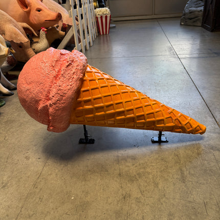 Hanging One Scoop Strawberry Ice Cream Over Sized Statue