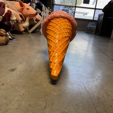 Hanging One Scoop Strawberry Ice Cream Over Sized Statue