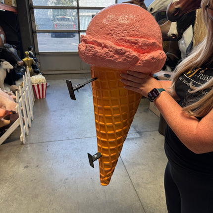 Hanging One Scoop Strawberry Ice Cream Over Sized Statue