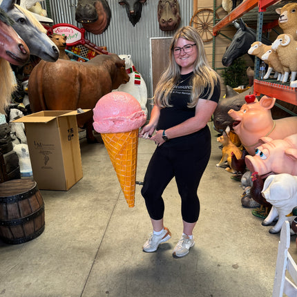 Hanging One Scoop Strawberry Ice Cream Over Sized Statue
