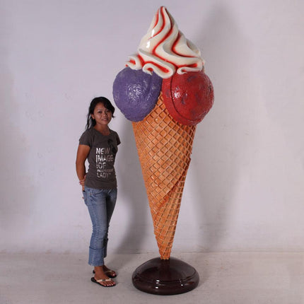 Multi-Colored Three Scoop Ice Cream Over Sized Statue LM Treasures - H