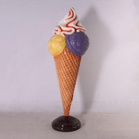 Multi-Colored Three Scoop Ice Cream Over Sized Statue