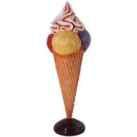 Multi-Colored Three Scoop Ice Cream Over Sized Statue - LM Treasures 