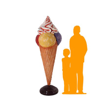 Multi-Colored Three Scoop Ice Cream Over Sized Statue - LM Treasures 