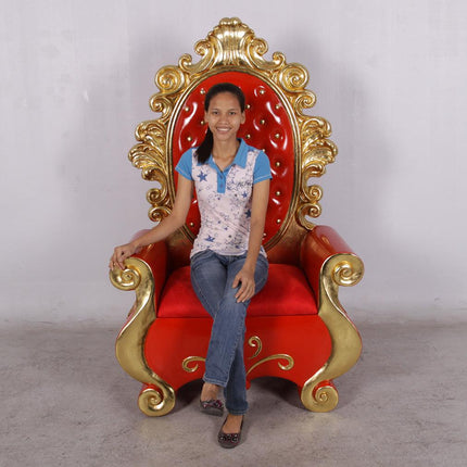 Red Santa Throne Life Size Christmas Statue - LM Treasures 