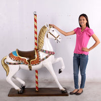 White Majestic Carousel Horse Life Size Statue - LM Treasures 