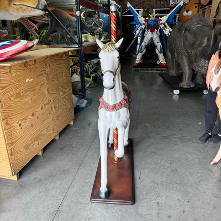 White Majestic Carousel Horse Life Size Statue - LM Treasures 