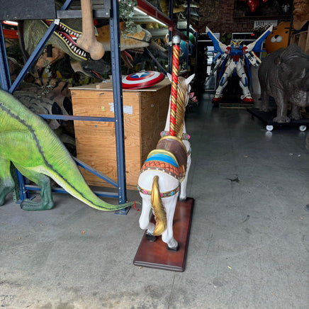 White Majestic Carousel Horse Life Size Statue - LM Treasures 