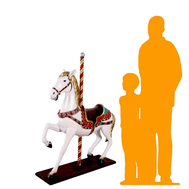 White Majestic Carousel Horse Life Size Statue LM Treasures - H