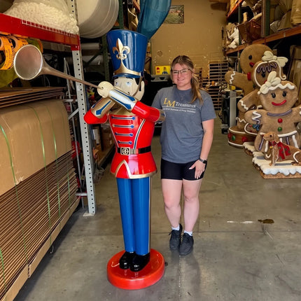 Red Trumpet Toy Soldier Life Size Christmas Statue LM Treasures - H
