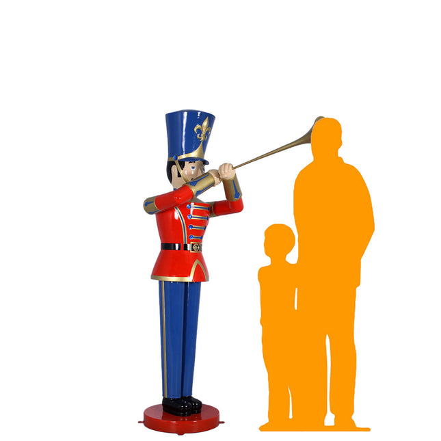 Red Trumpet Toy Soldier Life Size Christmas Statue - LM Treasures 