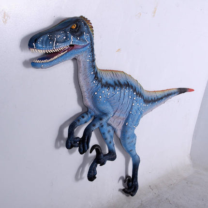 Blue Deinonychus Dinosaur Wall Decor Life Size Statue