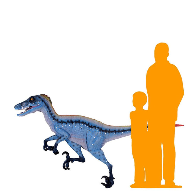 Blue Deinonychus Dinosaur Wall Decor Life Size Statue