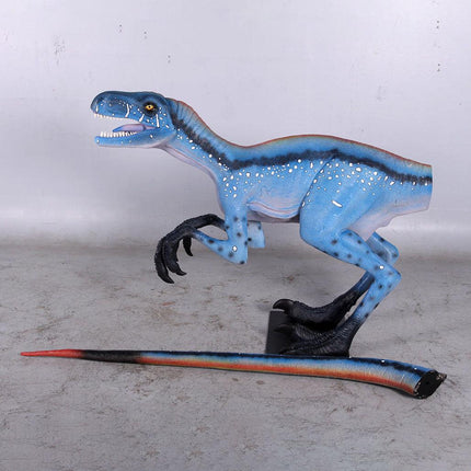 Blue Deinonychus Dinosaur Life Size Statue