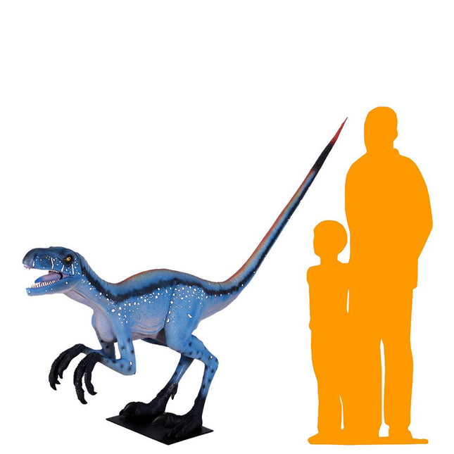 Blue Deinonychus Dinosaur Life Size Statue