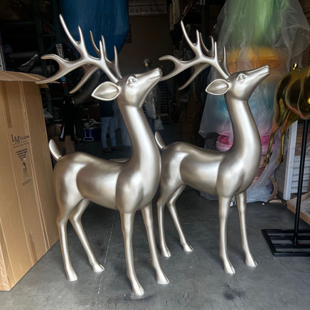 Light Gold Reindeer Standing Life Size Statue - LM Treasures 