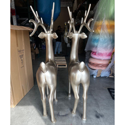 Light Gold Reindeer Standing Life Size Statue - LM Treasures 